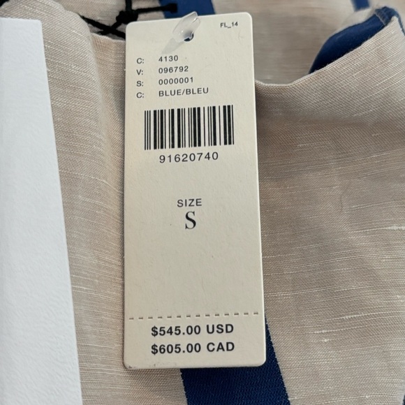 BONDI BORN Strapless Blue and Cream Striped Dress - Picture 5 of 7